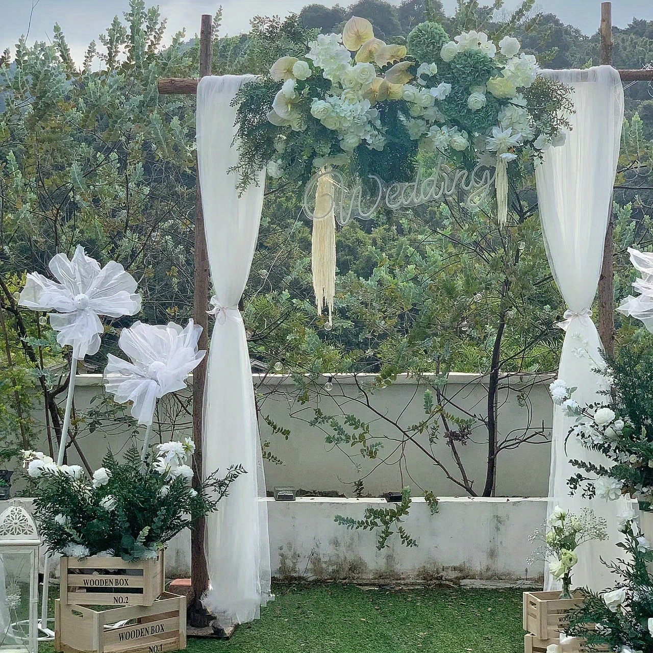 Stoffa per Tende per Arco Nuziale, Tulle Matrimonio 70 * 550cm, Decorazioni  Giardino, Mantovana Chiffon Tessuto Voile Feste Casa Drappeggio (Bianco) :  : Casa e cucina