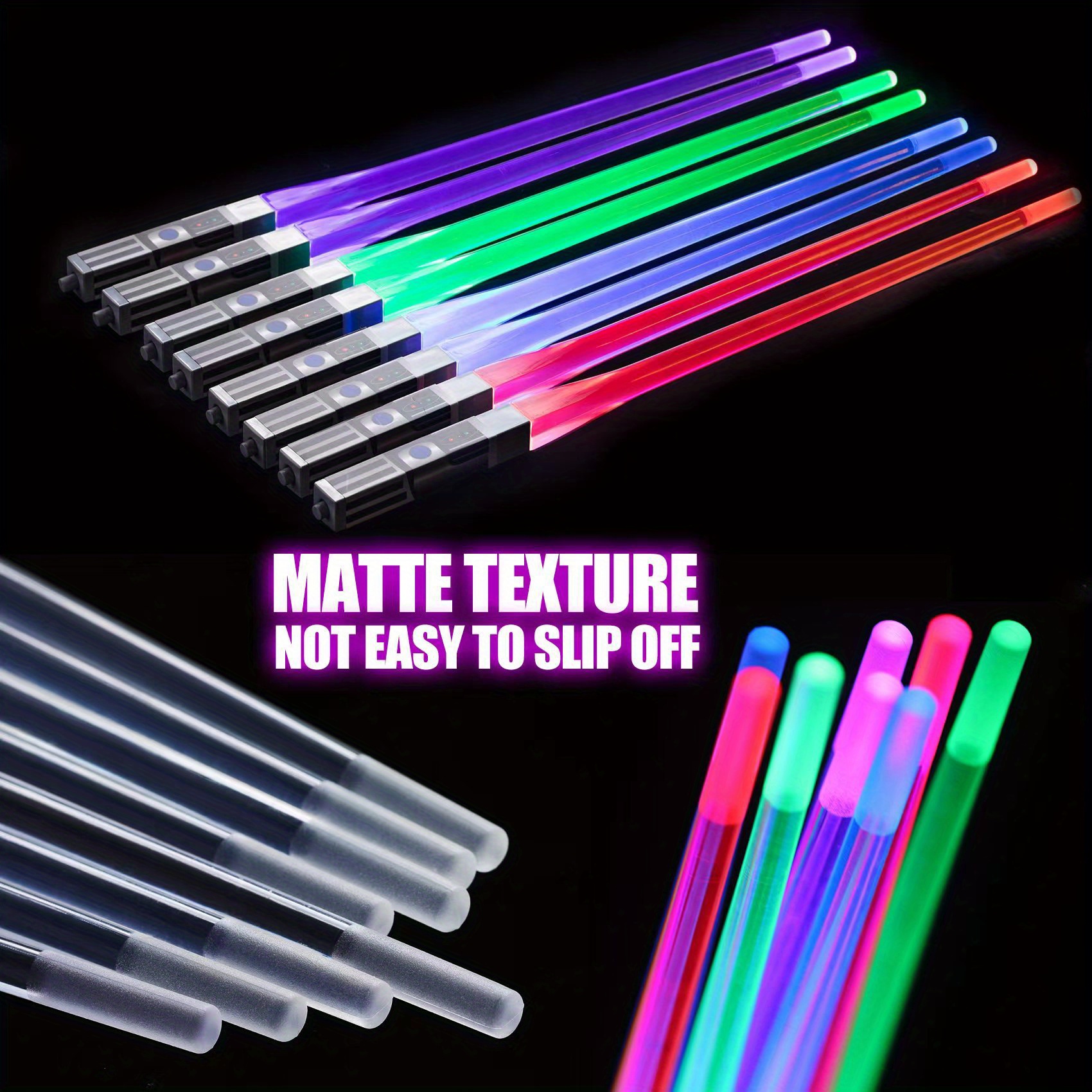 1pair Lightsaber Chopsticks Reusable Led Glowing Light Chopsticks For ...