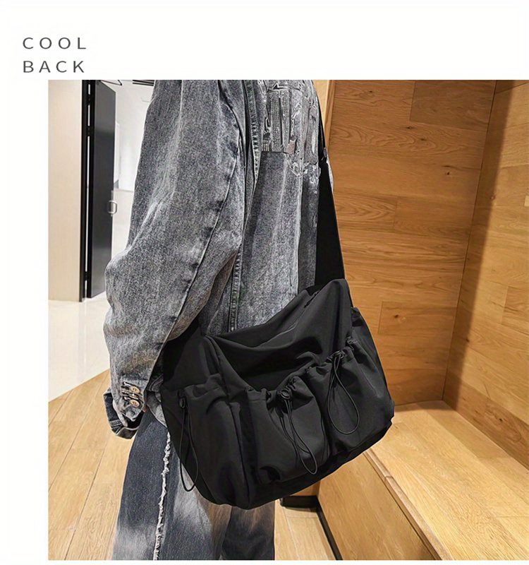 Aesthetic Nylon Messenger Bag, Large Capacity Travel Crossbody Bag, Casual  Flap Shoulder Bag For Students - Temu