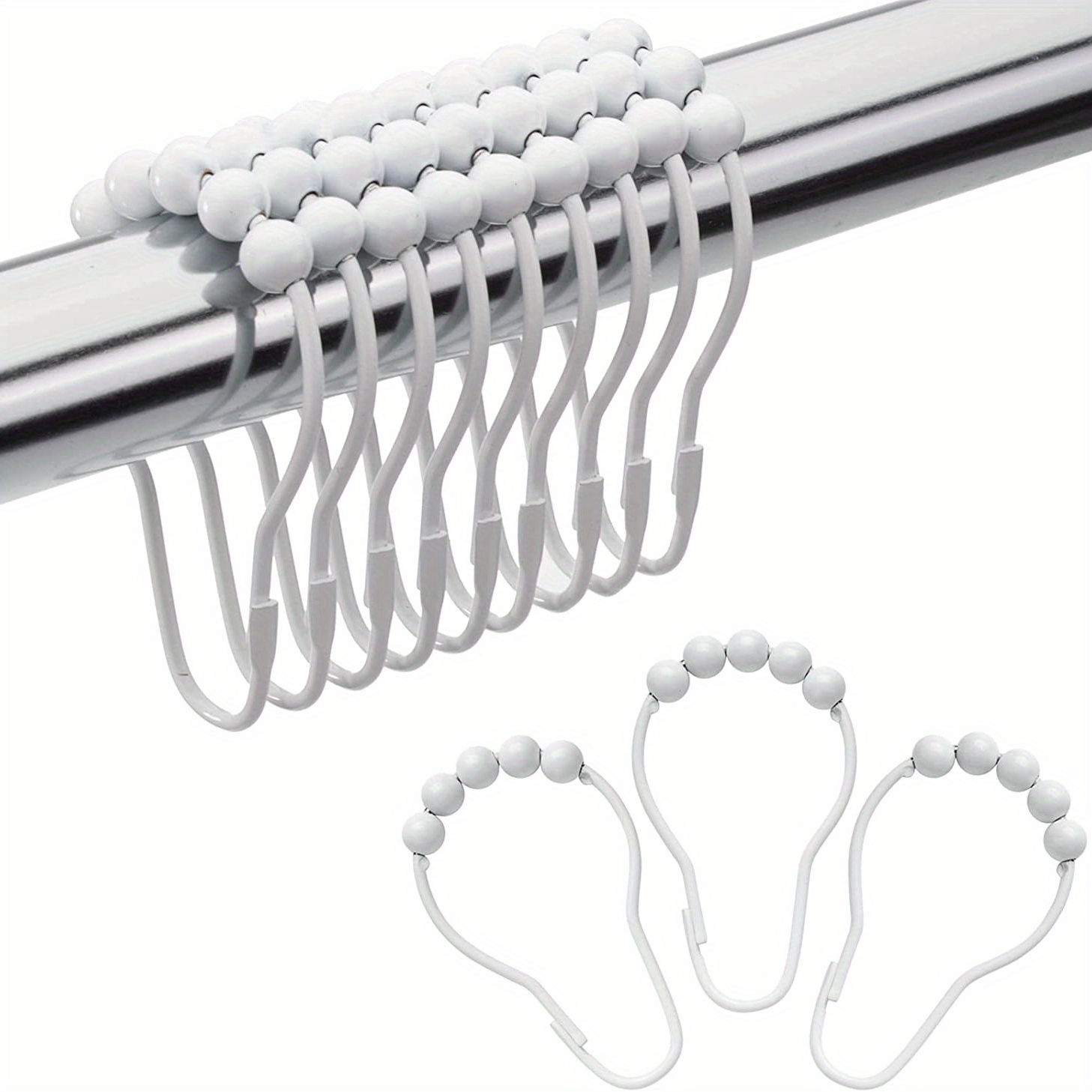 Shower Curtain Hooks Shower Rings Curtain Double Glide - Temu Canada