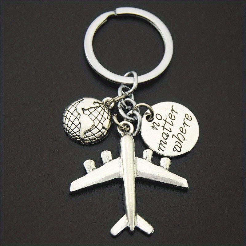1pc Airplane Compass Decor Keychain Travel Charm Key Ring Metal Bag Charm  Car Pendant Gift For Friends, High-quality & Affordable
