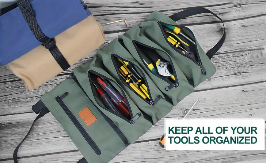 Sac à rouleaux d'outils, organisateurs d'outils et stockage avec 6  pochettes d'outils Pochette de rouleau d'outils polyvalente pour  mécanicien, charpentier