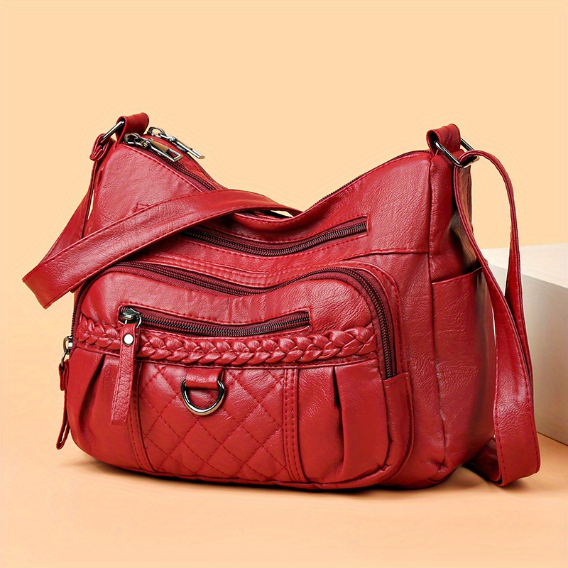 Casual Multi Zipper Layer Shoulder Bag, Multifunctional Women's