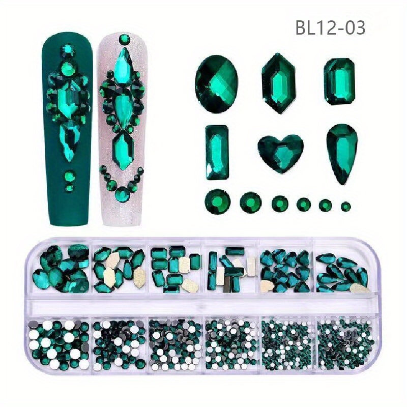 6 Grids Nail Art Rhinestones Set Colorful Flatback Rhinestones Glass  Crystal Gems For Nails Design Rhinestone Beads Gems For Crafts Clothes Face  Makeu