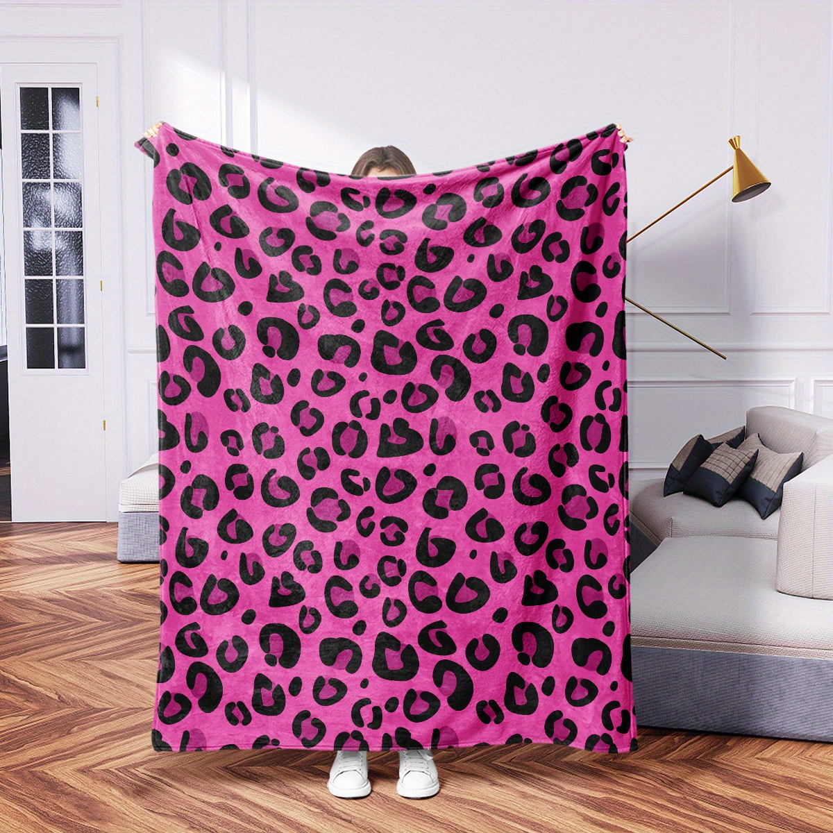 Pink leopard print online throw