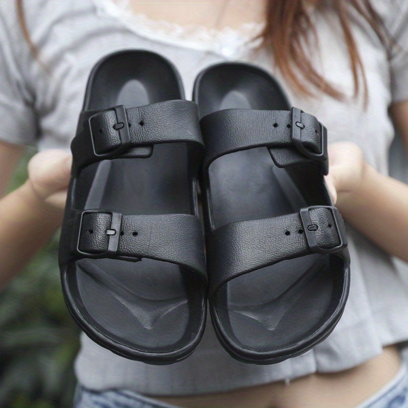 womens solid   sandals open toe   flat slides summer eva beach sports casual slippers Product details 2