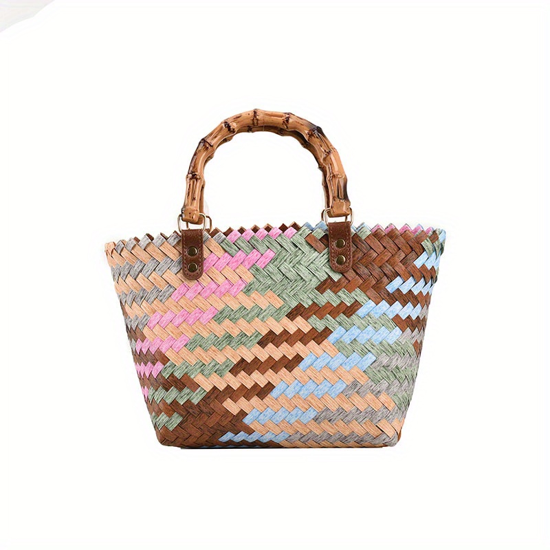 Colorful Contrast Women's Fashion Jelly Bag Rainbow Colored Matte PVC Beach  Handbag Tote Bag : Women's Handbags