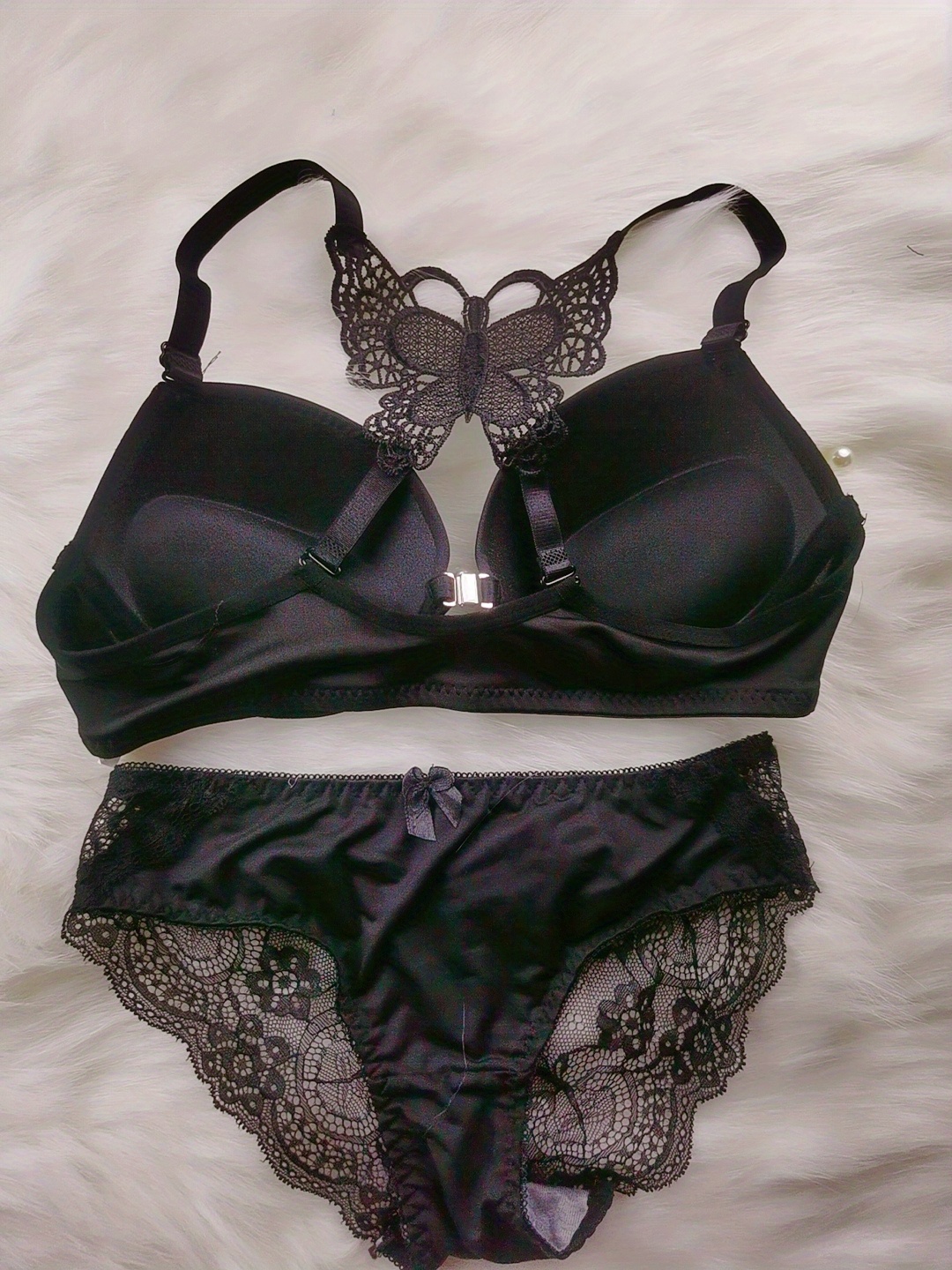 Contrast Lace Bra Panties Bow Tie Push Bra Thong Panties - Temu Austria