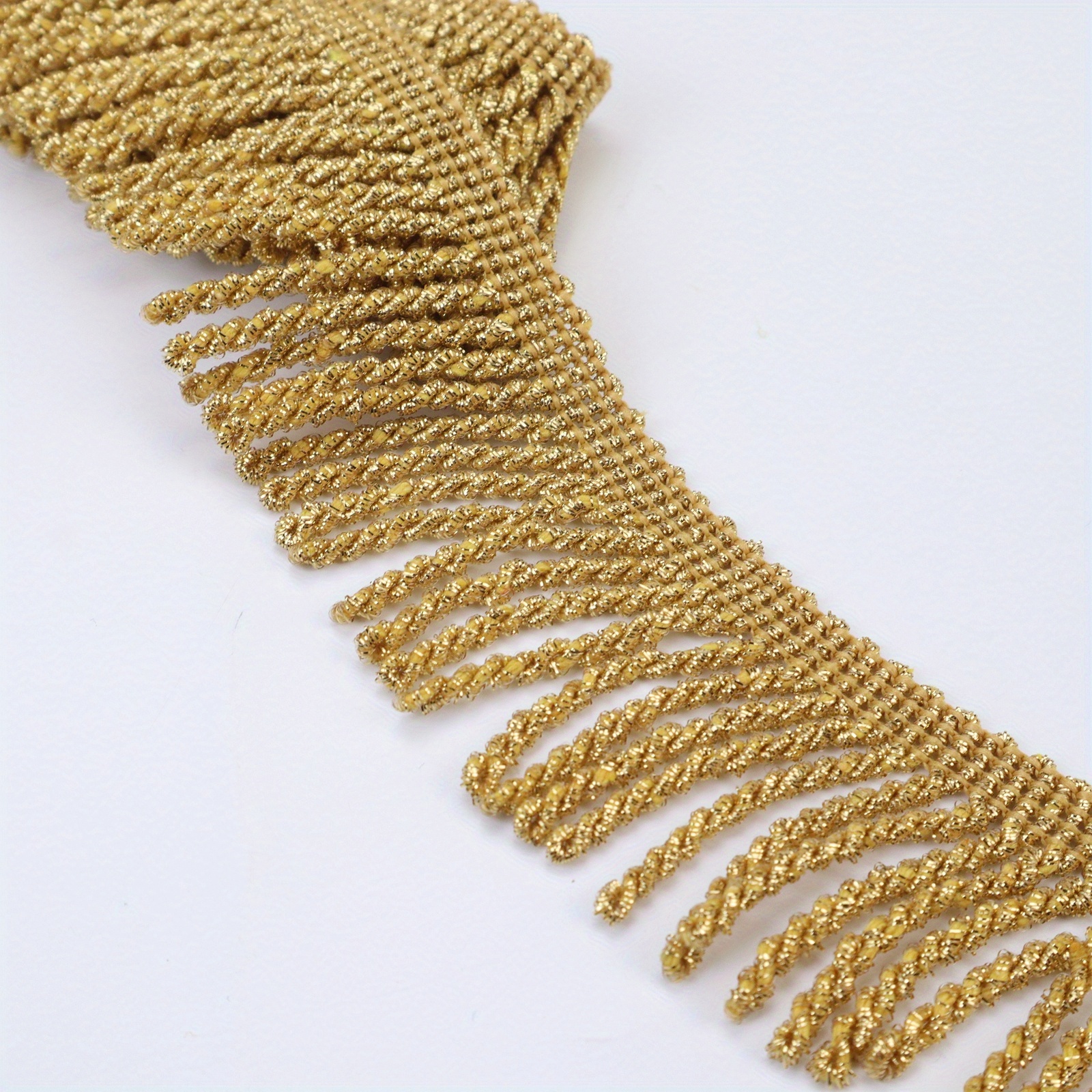 Borde dorado de 5 yardas con flecos de flecos de cadena para coser encaje  para manualidades, ropa, decoración de fiesta en el hogar