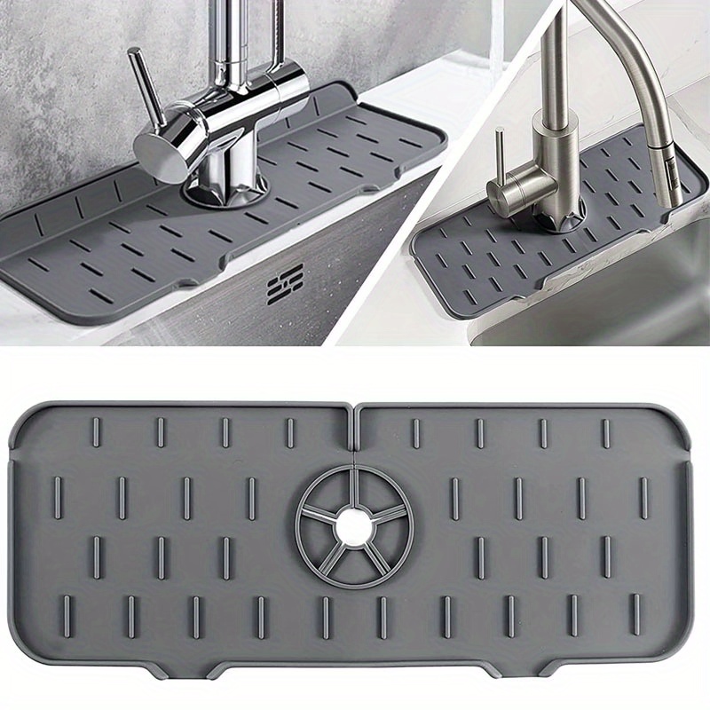 AQWMKI Kitchen Sink Splash Guard, Silicone Faucet Mat Sink Water