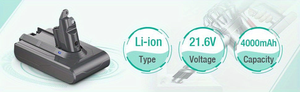 5000mAh 21.6V V6 Battery Replacement Compatible with Dyson V6 Battery VTC4  SV03 SV04 SV09 DC58 DC59 DC62 for Dyson V6 Animal V6 Absolute V6 Slim