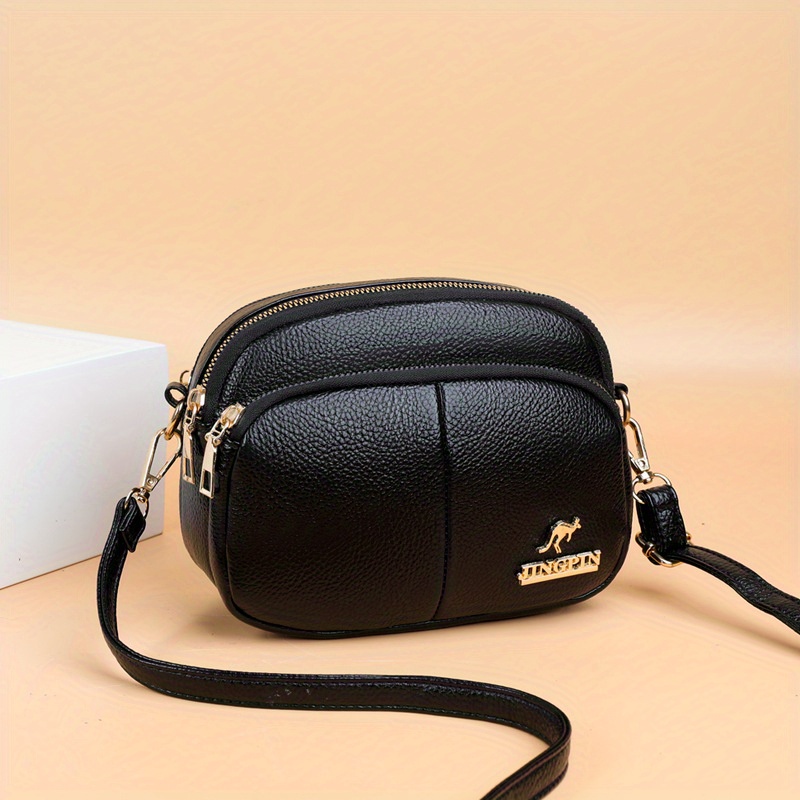 Minimalist Zipper Crossbody Bag, All-match Shoulder Bag, Women's Solid Color Purse,Temu