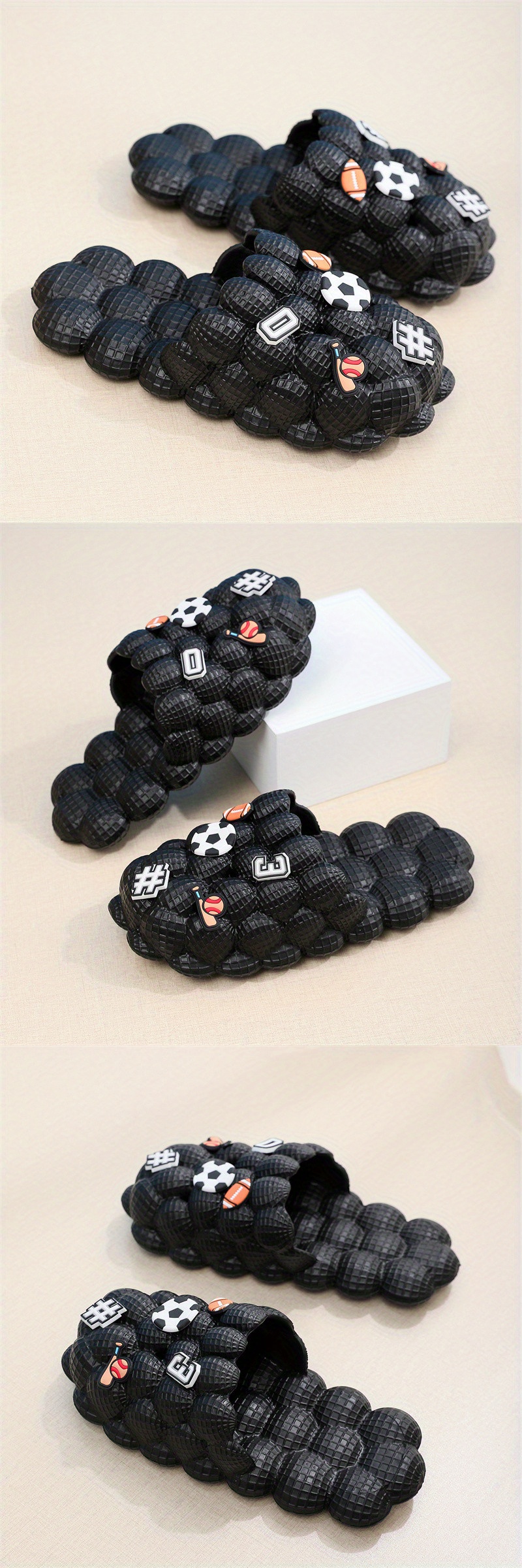 Women's Indoor Bubble Slides Massage Closed Toe Solid Color Temu