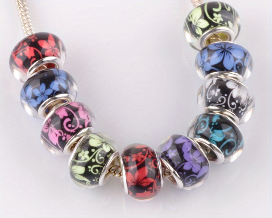 NBEADS 100PCS 14MM Pandora Style Large Hole Acrylic Charms Beads