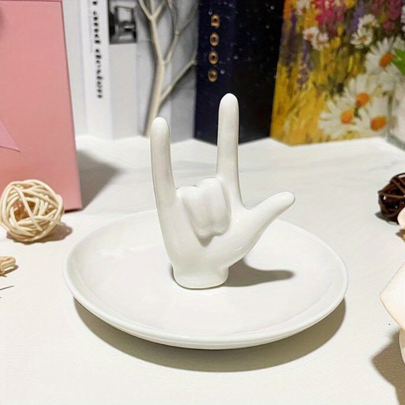 Hand Shaped Ceramic Ring Holder