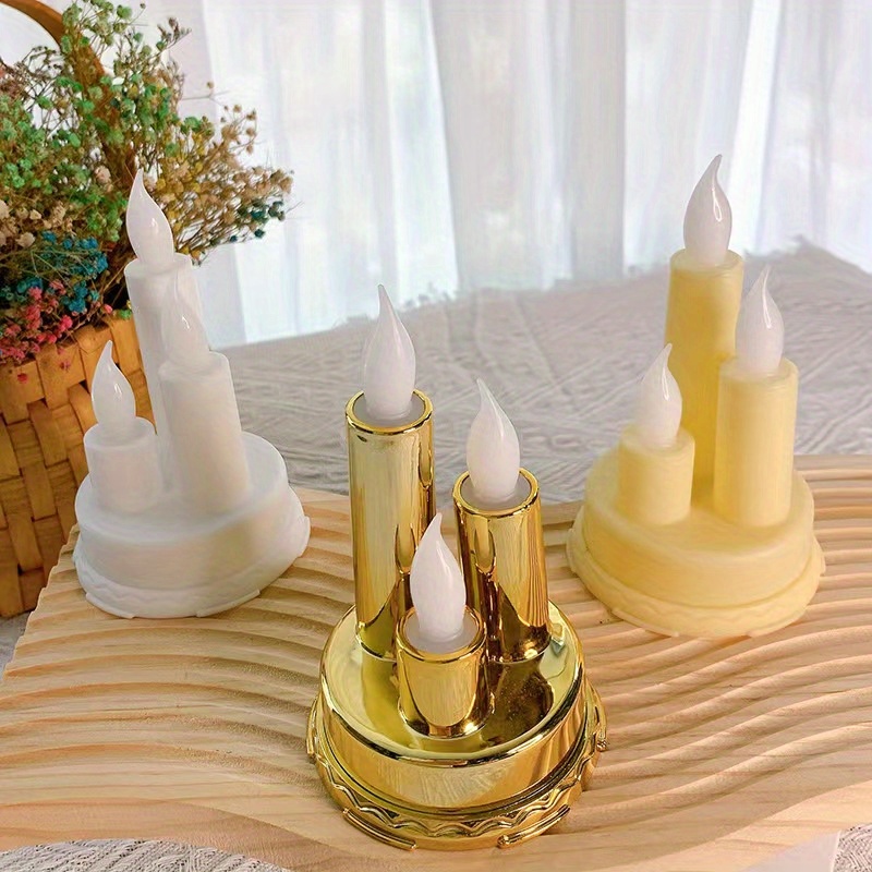 Led 3 headed Electronic Candle Retro Candlestick Candle - Temu