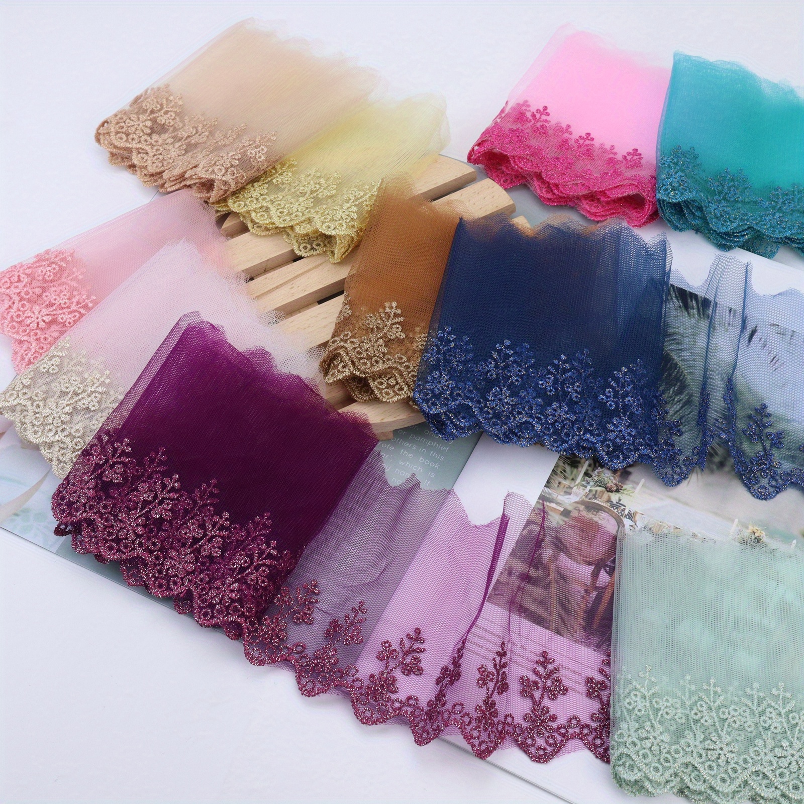 Embroidered Tulle Lace Ribbon Diy Sewing Crafts Bags Clothes - Temu