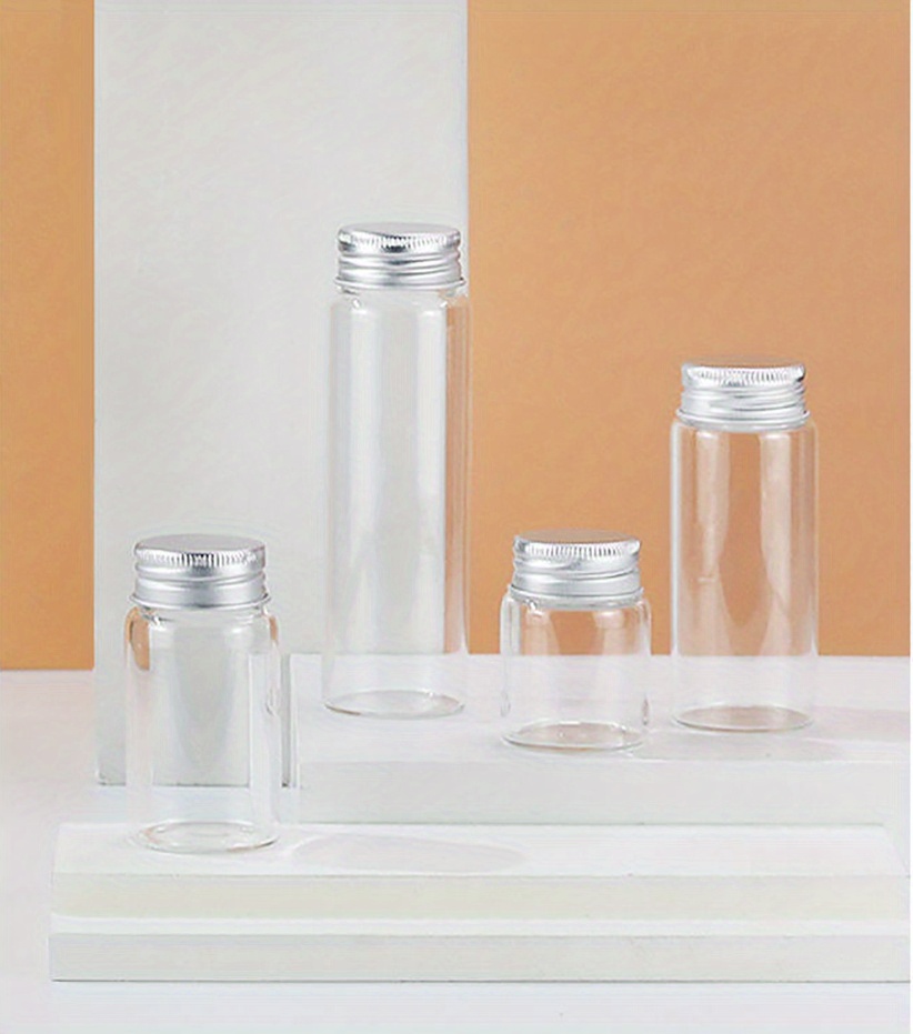 Glass Bottles With Aluminium Lids, Small Mini Glass Jars, Empty