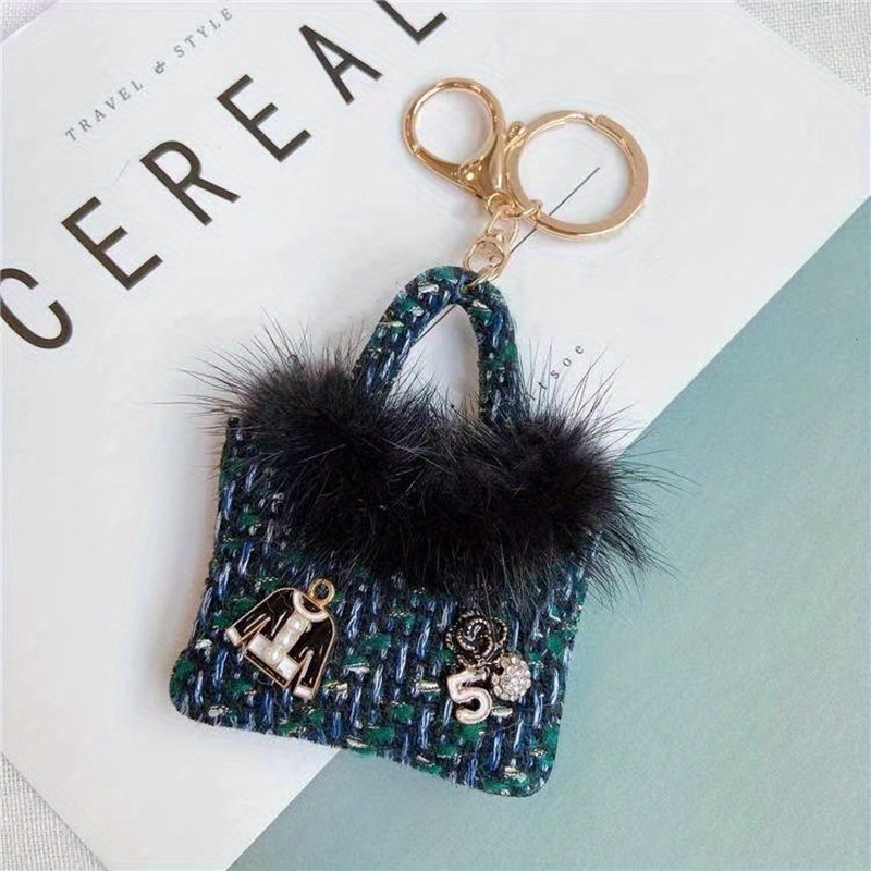 Cute Fur Bag Keychain - Stylish Handbag Purse Pendant Accessory
