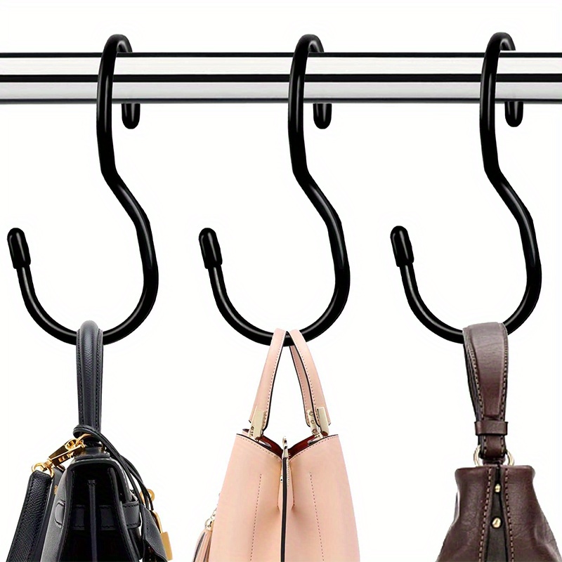 Purse Hanger For Closet, Twisted Purse Hooks Heavy Duty S Hooks Handbag  Hanger Organizer Space Saving Closet Rod Hooks For Hanging Clothes, Bags,  Plants, Pans And Pots (black) - Temu Belgium