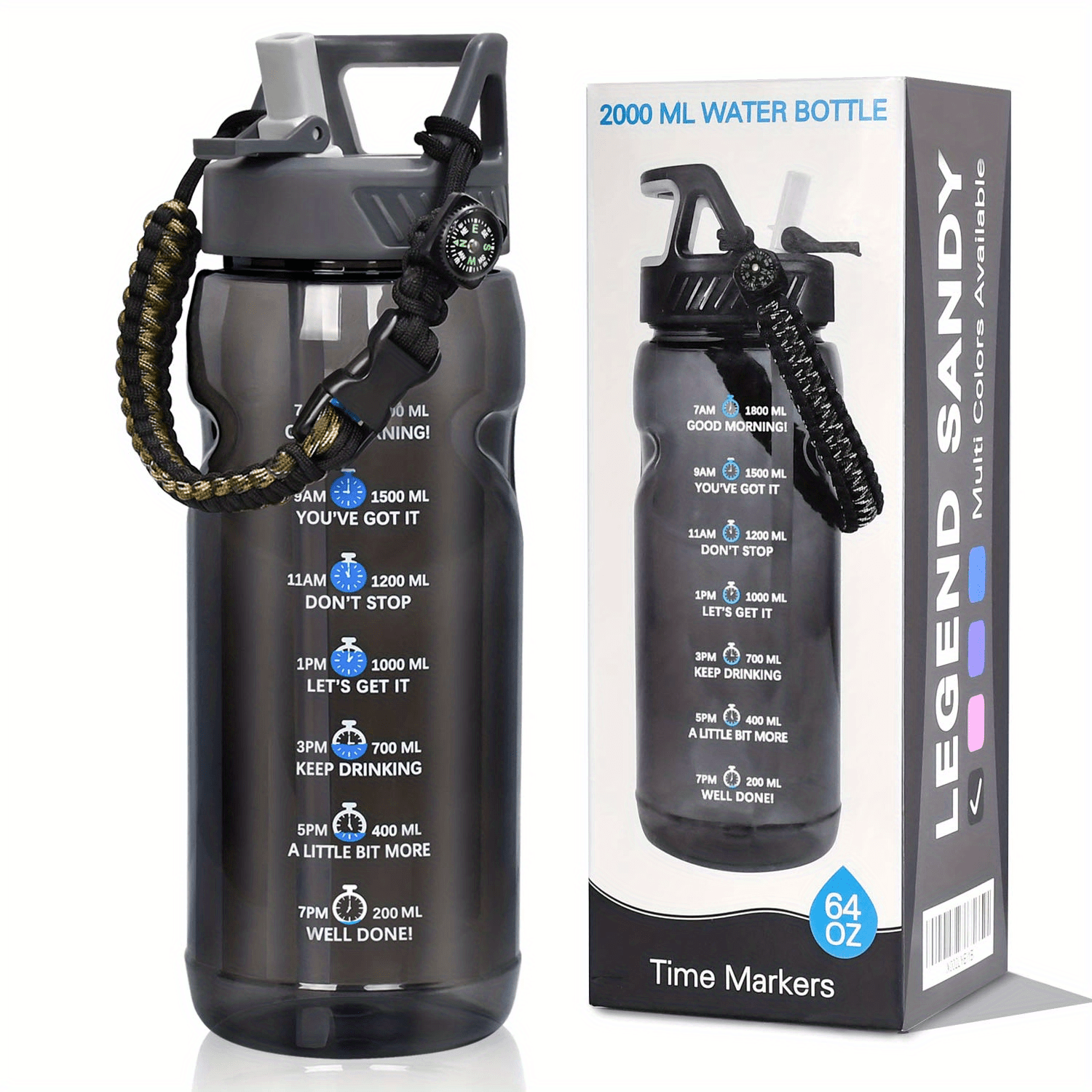 1200ml Large Capacity Sport Water Bottle With Rope Durable Portable Gym  Fitness Outdoor Drinking Plastic Bottles Eco-Friendly