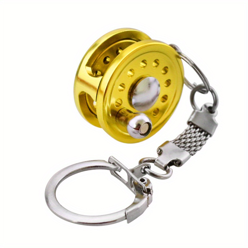 Metal Mini Fishing Reel Key Ring, Creative Charm Keychain for Men Fisherman,Temu