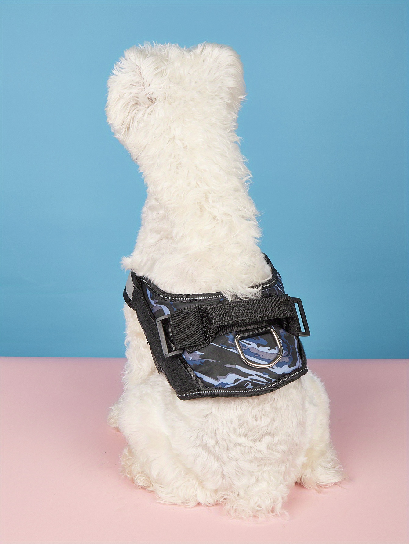 No Pull Dog Harness Camouflage Blue Pet Harness With Name Temu