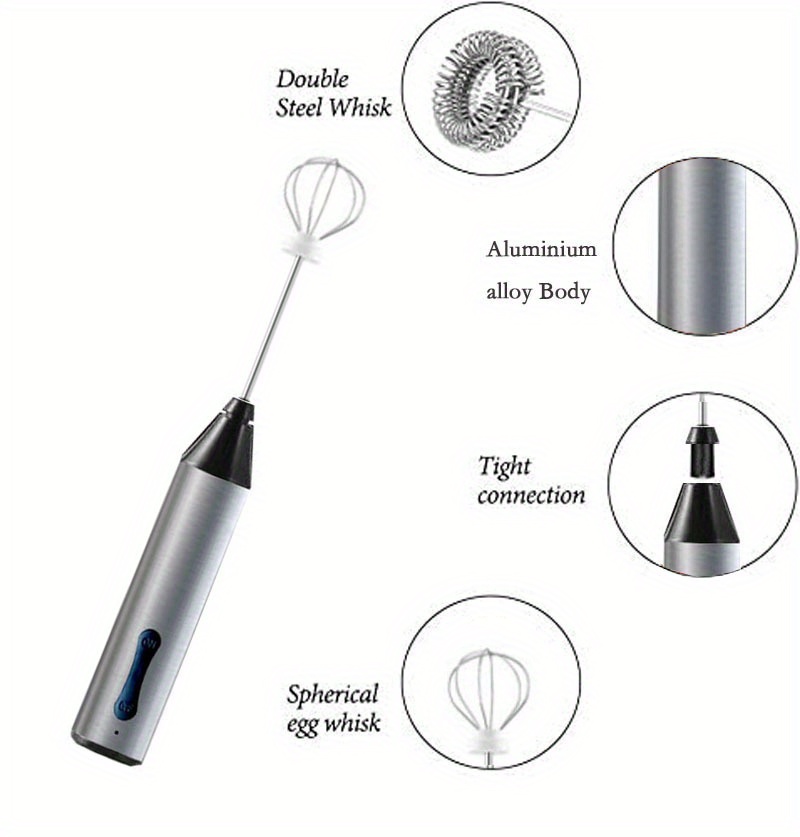 1pc Milk Frother Handheld Foam Maker Usb Rechargeable Drink Mixer With 3  Stainless Coffee Frother For For Eggs Milkshake Cream Butter Baby Food, Check Out Today's Deals Now