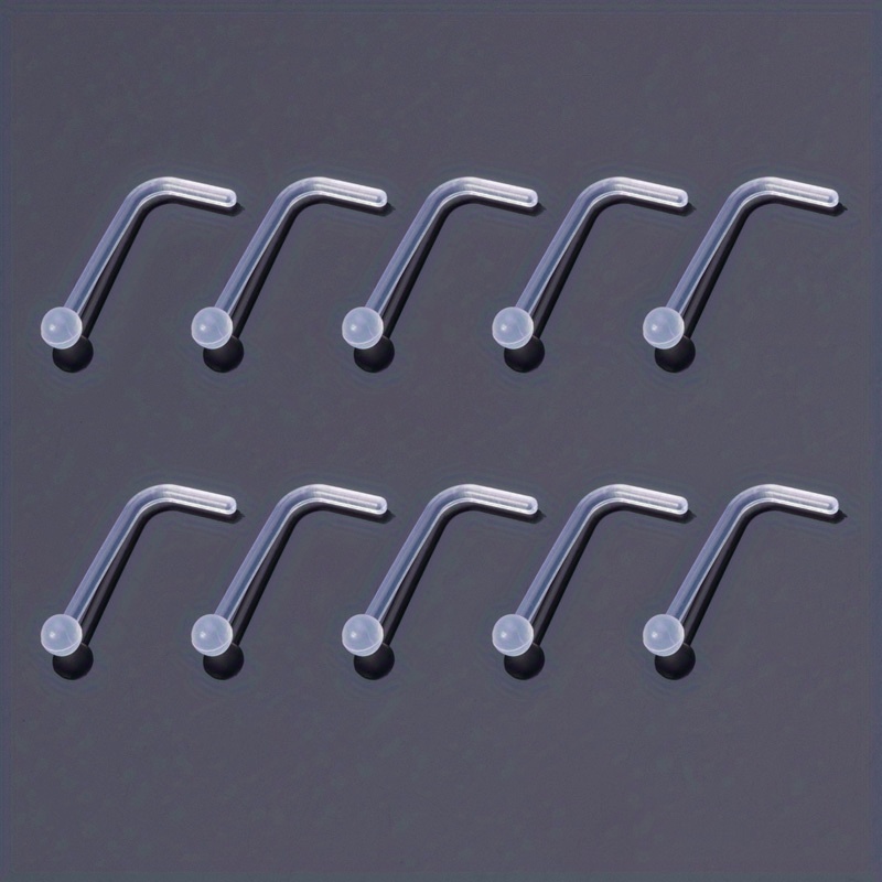 10pcs Clear Acrylic Nose Stud Earrings Set