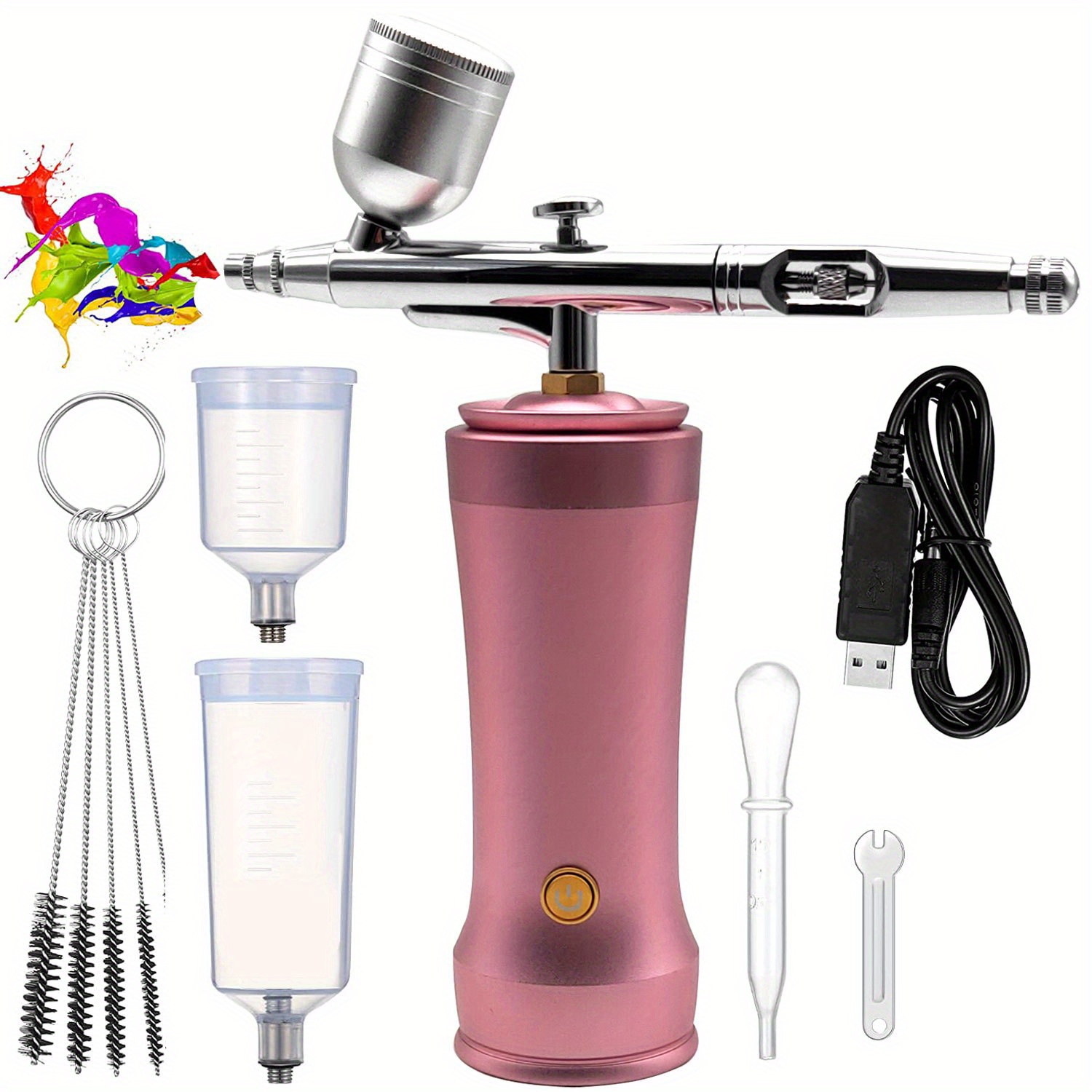 Airbrush-Kit Air Brush Kit With Airbrush Compressor Nail Charms Wireless  Air Brush for Barber, Nail Art, Cake Decor, Makeup, Model Painting (Pink)