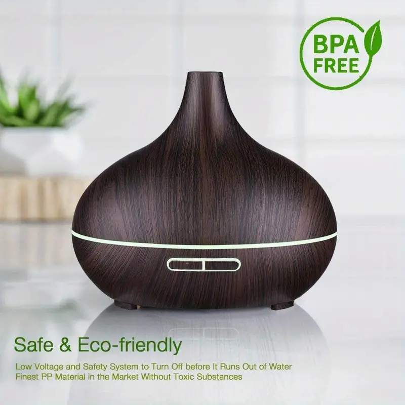 1pc aroma diffuser essential oil large room office 550ml wood color usb charge essential oil diffusers cool mist humidifier super quiet ambient 7 color led light waterless auto off aromatherapy diffuser for home bedroom gift details 4