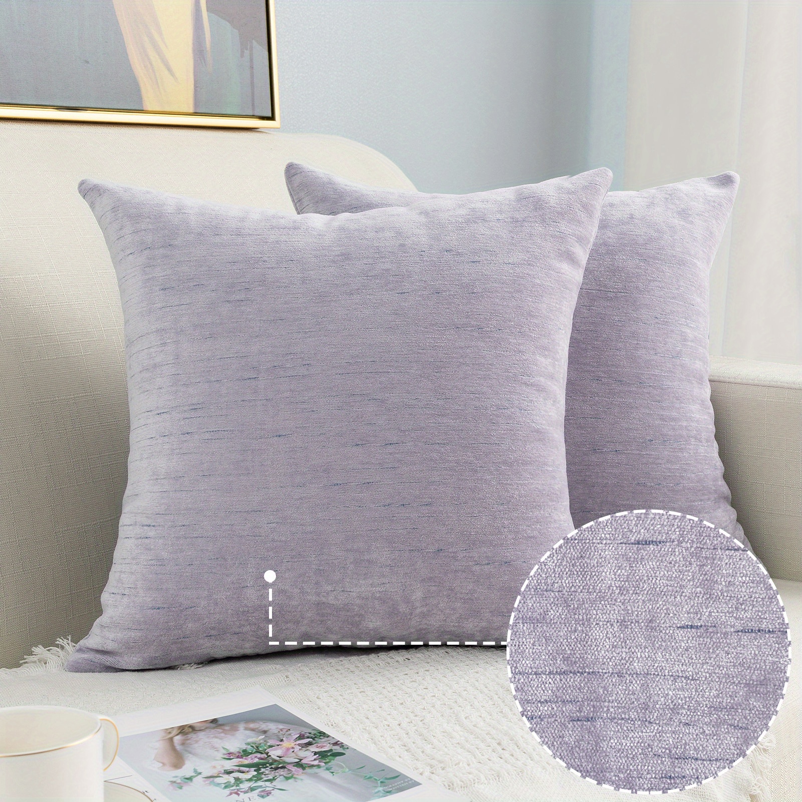 Decorative Pillows, Throw Pillow Cover, Purple Chenille