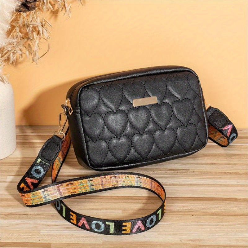 Vintage Square Crossbody Bag, Mini Wide Strap Shoulder Bag, Double Zipper  Purse For Every Day - Temu