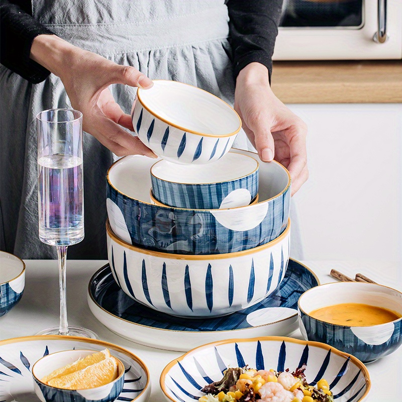 Ceramic Handmade Bowls Dishes Set Household Hand painted - Temu