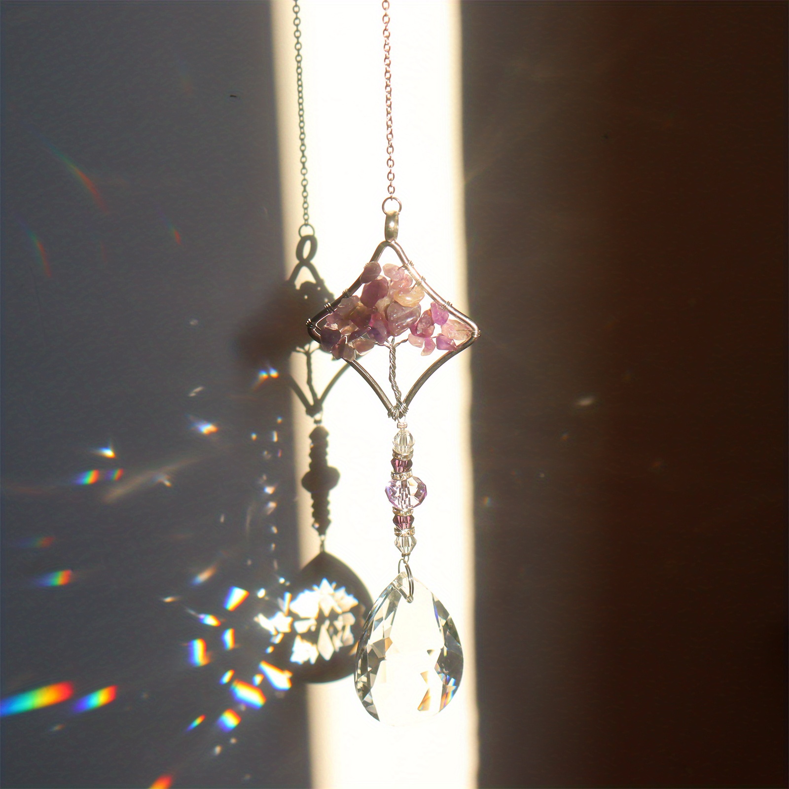 Tree Life Crystal Suncatcher Amethyst Crystal Hanging - Temu