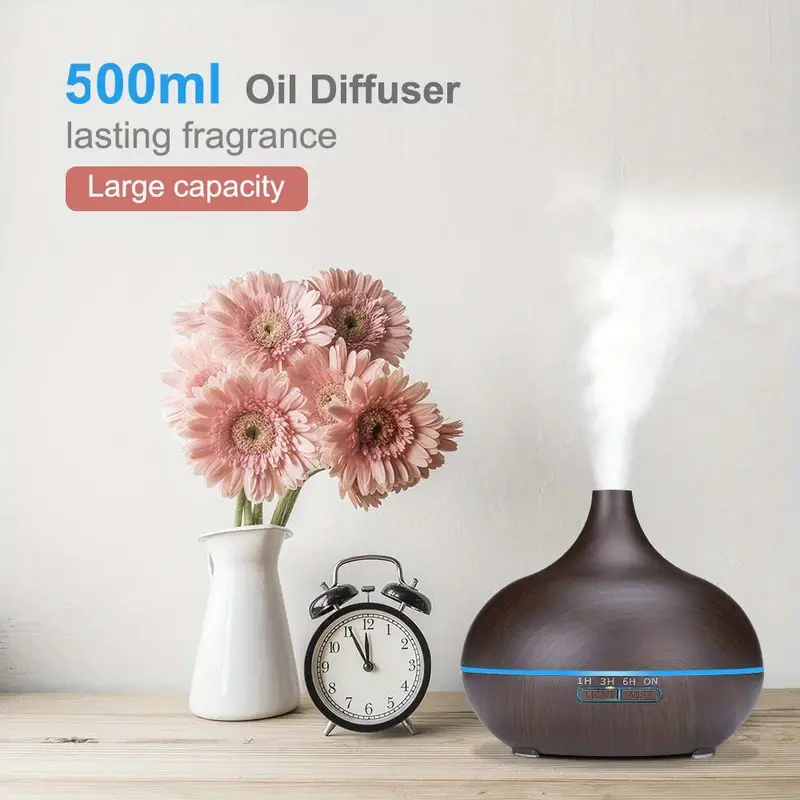 1pc aroma diffuser essential oil large room office 550ml wood color usb charge essential oil diffusers cool mist humidifier super quiet ambient 7 color led light waterless auto off aromatherapy diffuser for home bedroom gift details 1
