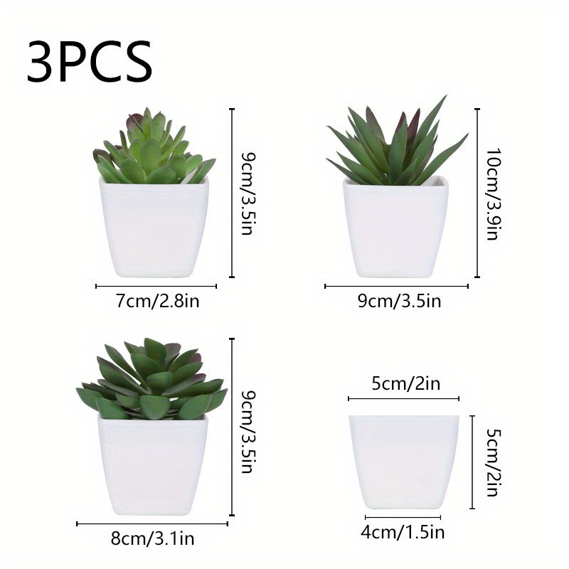3pcs Artificial Succulent Potted Plant Set - Suitable For Indoor And Outdoor Display - Ideal For Home Decor