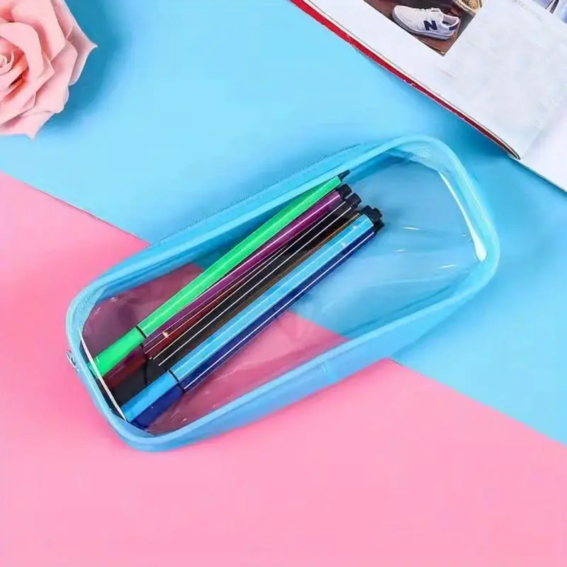 1 trousse à crayons en PVC sac à crayons transparent épaissi