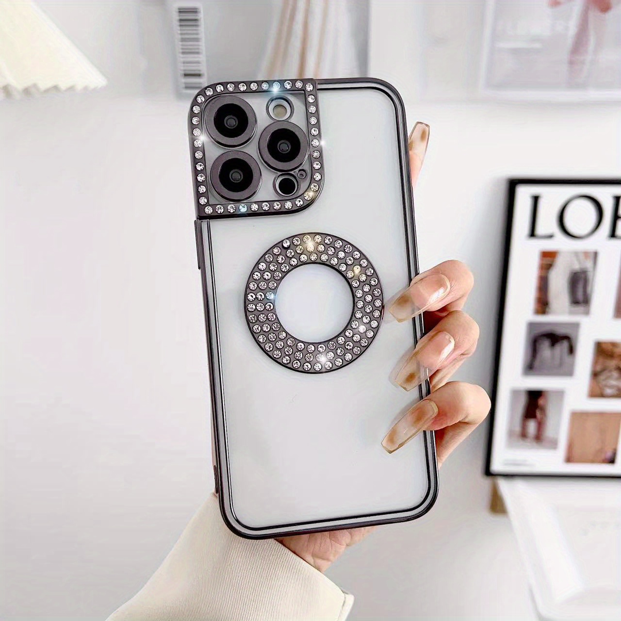 For Iphone 14 Pro Max Luxury Plating Flash Diamond Silicone Phone Case For  Iphone 11 12 13 14 Plus Hollow Out Rhinestone Cover