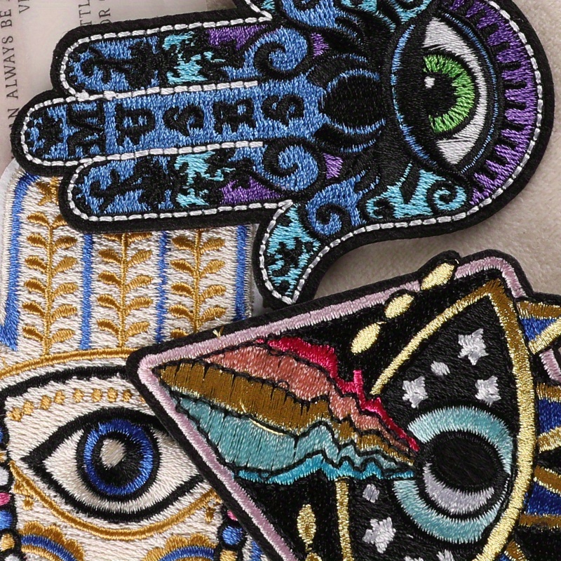 9Pcs Hamsa Hand Palm Eyes Lip Embroidery Stickers Patches DIY Socks Scarf  Dress