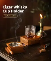 1pc wooden cigar ashtray coaster with slot for cigar perfect gift for men husband boyfriend dad uncle boss and colleague details 1