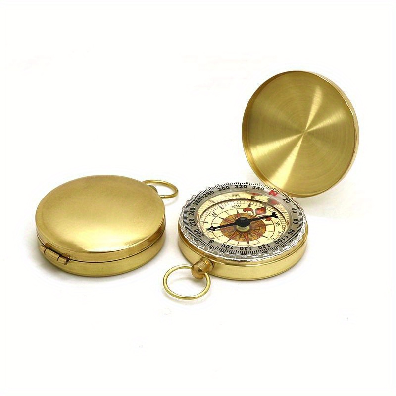 High Quality Camping Hiking Pocket Brass Golden Compass - Temu