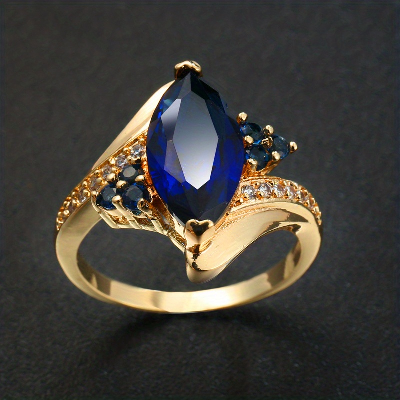 elegant blue synthetic synthetic zircon​ ring accents Temu
