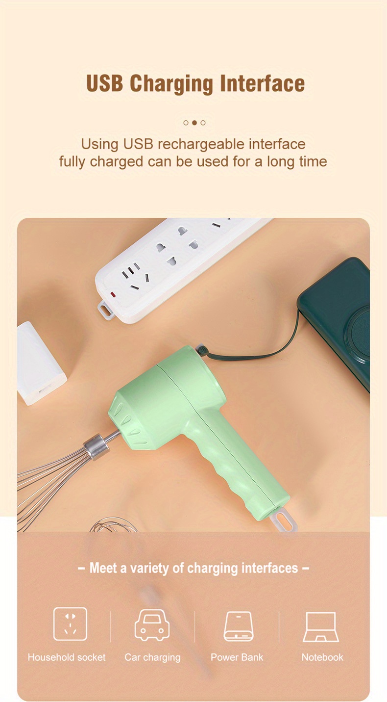 1pc hand mixer electric milk frother electric hand held usb rechargeable coffee frother beaters with 2 stainless steel portable mixer 3 speed adjustable egg whisk for latte cappuccino hot chocolate egg details 4