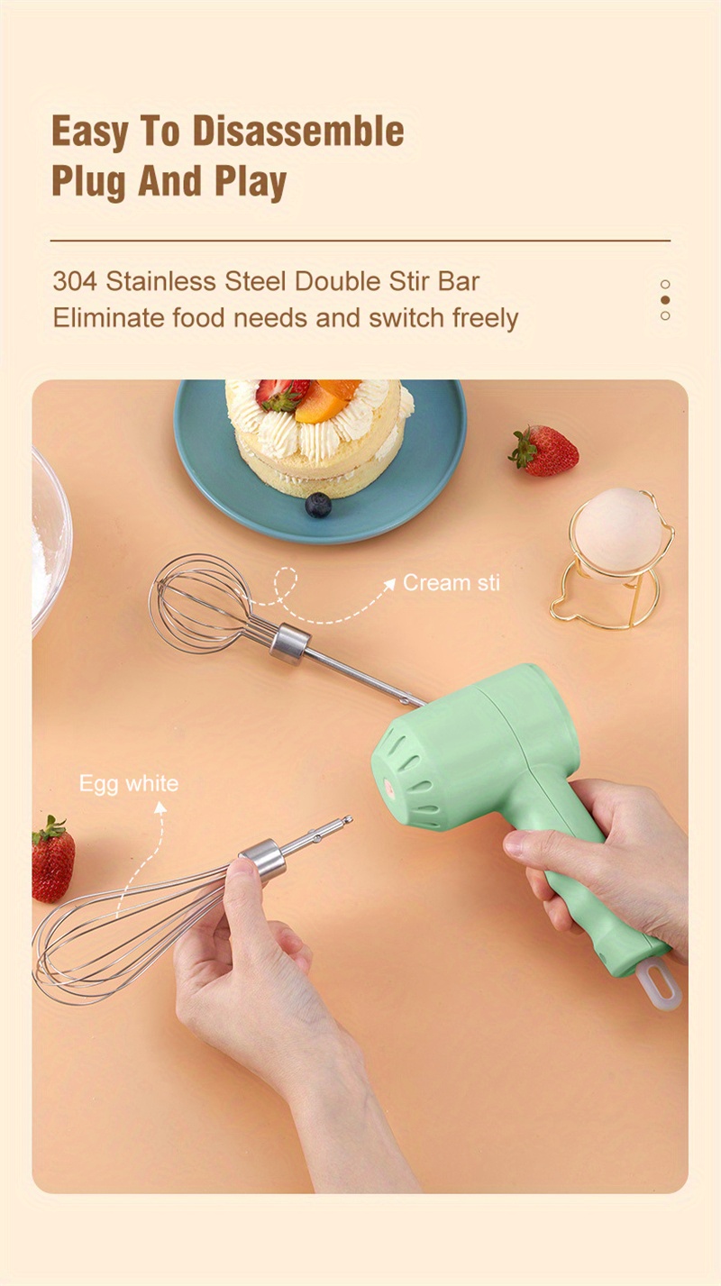 1pc hand mixer electric milk frother electric hand held usb rechargeable coffee frother beaters with 2 stainless steel portable mixer 3 speed adjustable egg whisk for latte cappuccino hot chocolate egg details 7