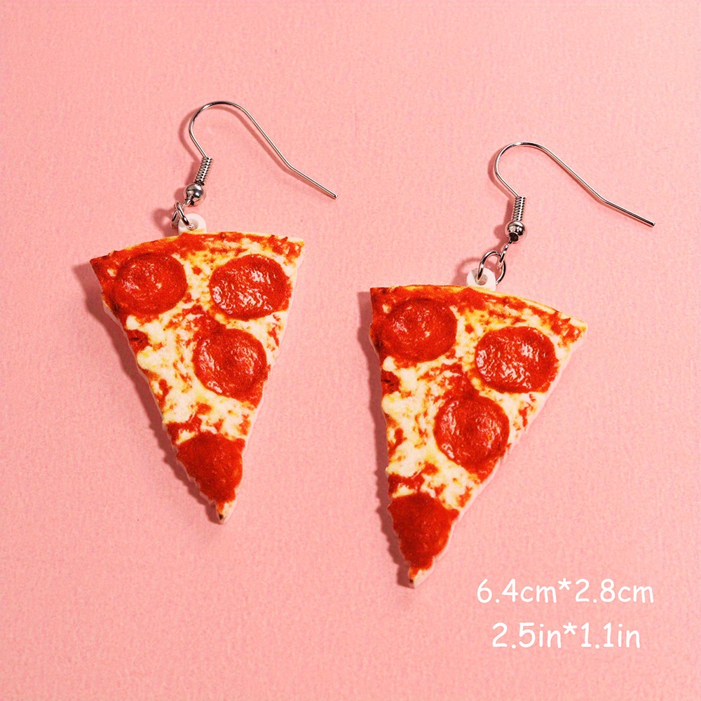 Food Dangle Earrings, Acrylic Fried Egg Pizza Toast Design