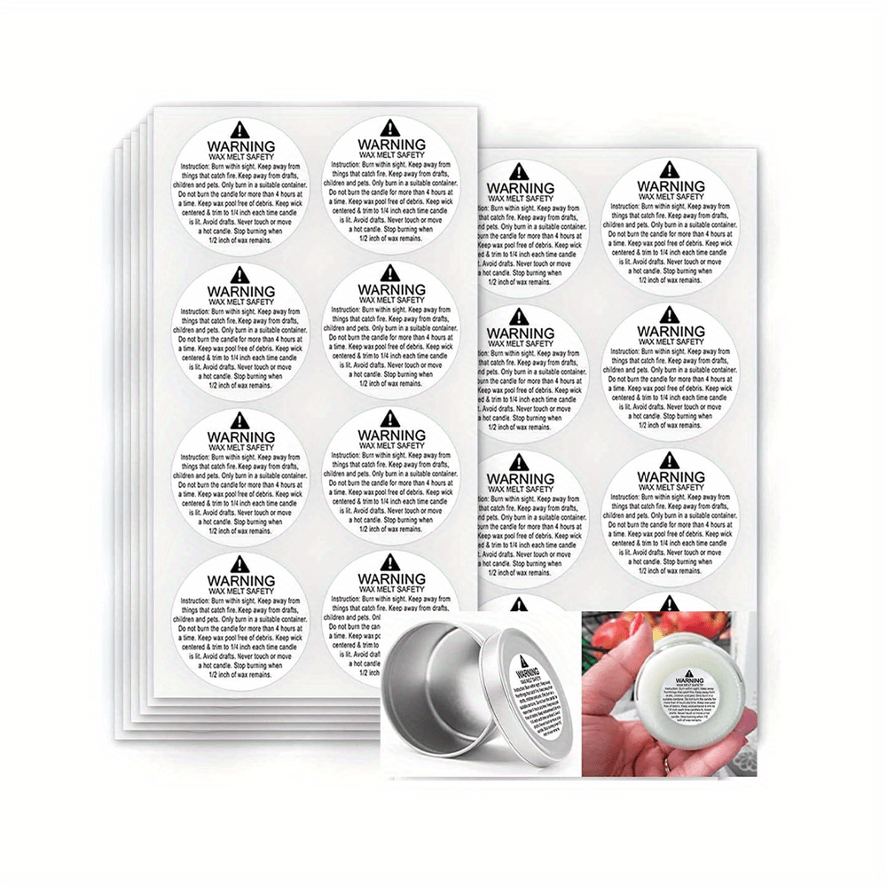 Waterproof Wax Melting Safety Label Stickers Warning Candle - Temu