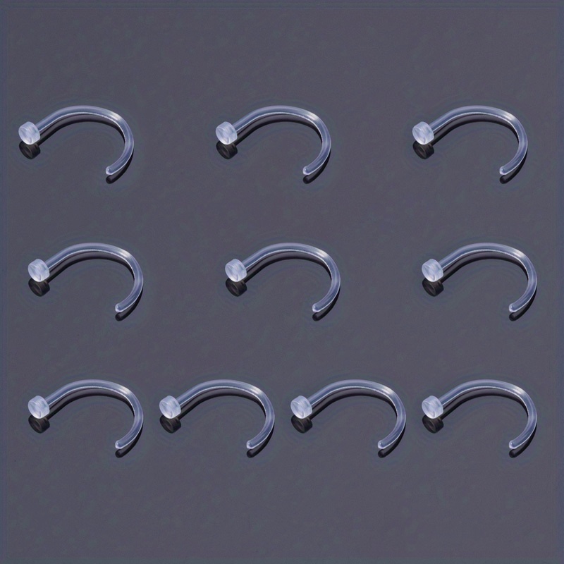 10pcs Clear Acrylic Nose Stud Earrings Set