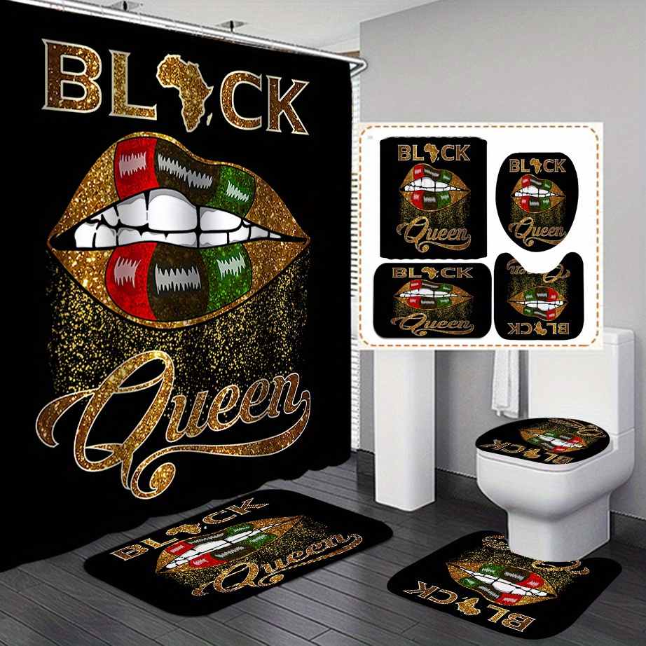 1pc 3pcs Black Queen Lips Shower Curtain Cozy Bathroom Non Slip Mat Durable  U Shape Toilet Rug And Toilet Lid Cover Bathroom Decor, Shop Now For  Limited-time Deals