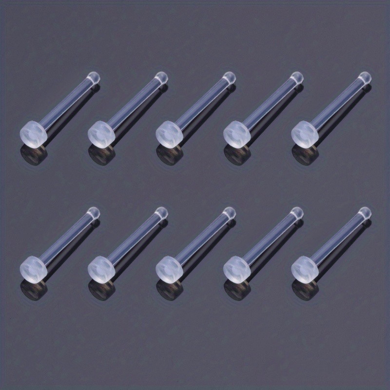 10pcs Clear Acrylic Nose Stud Earrings Set